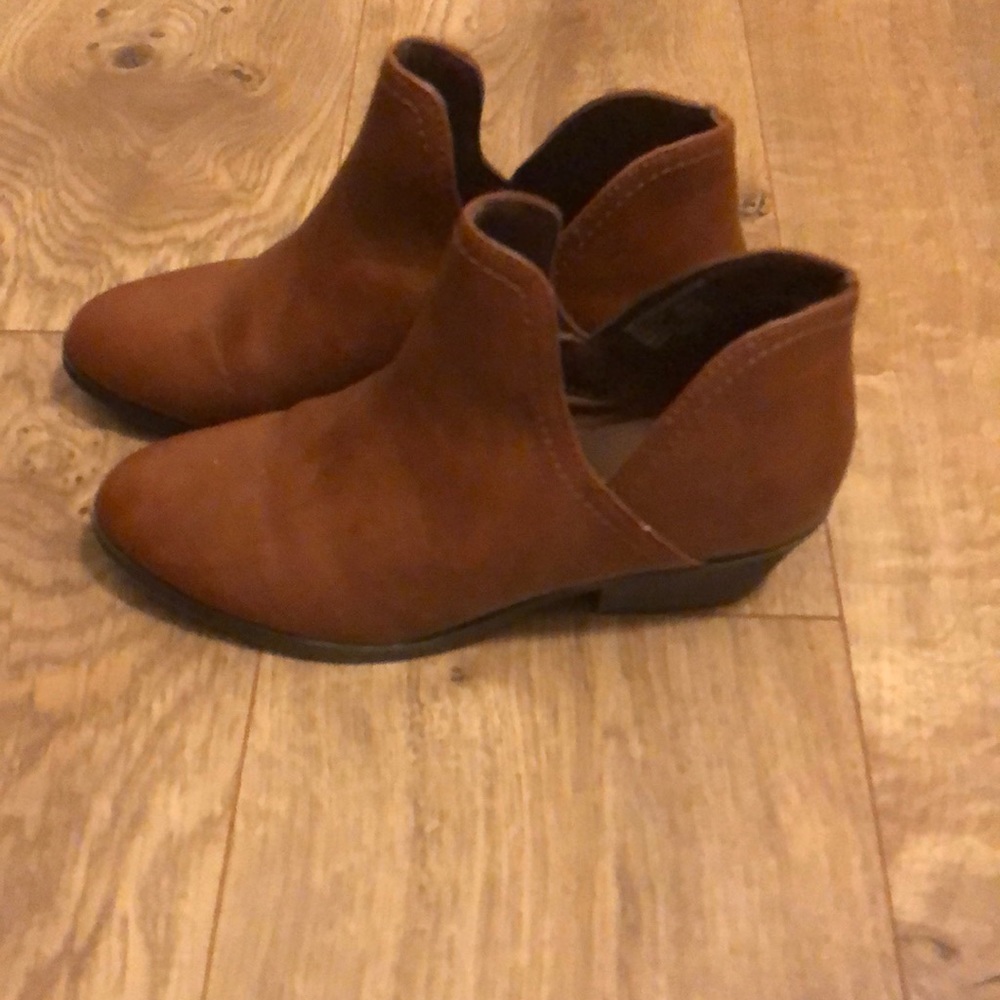 Brown leather booties